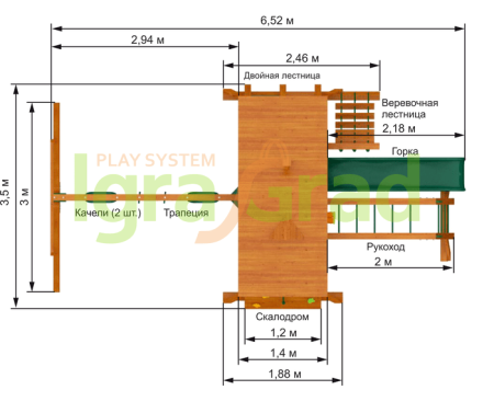 картинка Детская площадка IgraGrad "Крепость Фани с рукоходом" (Дерево) от магазина Лазалка