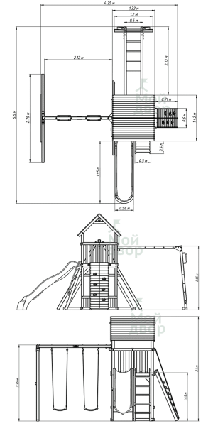 Детская игровая площадка "Париж" с рукоходом