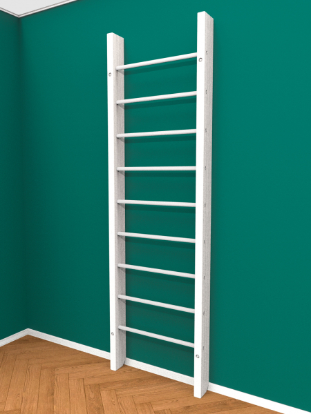 Брашированная шведская стенка "Кастерли" White (Белые ступени)