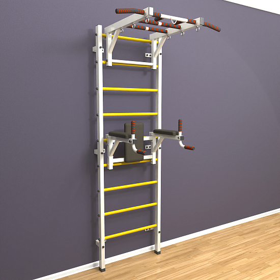 картинка Шведская стенка "LittleSport" Long 2.0 (белый*желтый) от магазина Лазалка