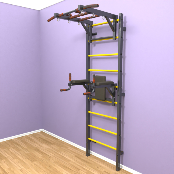 Шведская стенка «LittleSport» Graphite Long 2.0 желтые ступени