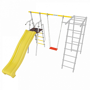 Дополнительный комплект с горкой 1200 мм к дачному комплексу ROMANA *только для высоты балки качелей 2050 мм. (желтый/серый)