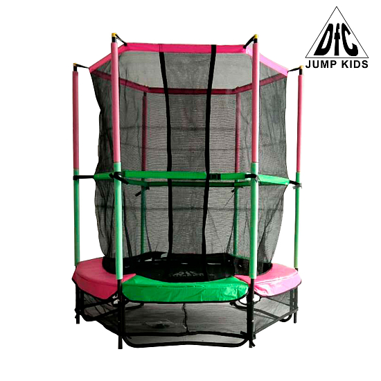 Батут с сеткой DFC Jump Kids 55INCH- диаметр 140см (розово-зеленый)