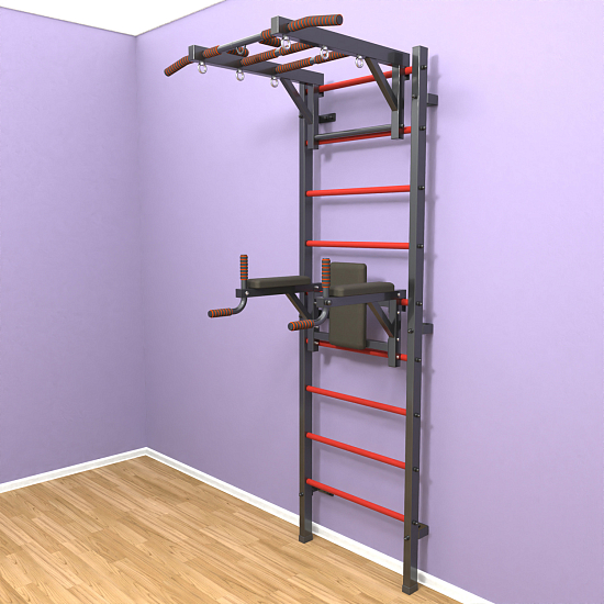 картинка Шведская стенка "LittleSport" Long 2.0 (черный*красный) от магазина Лазалка